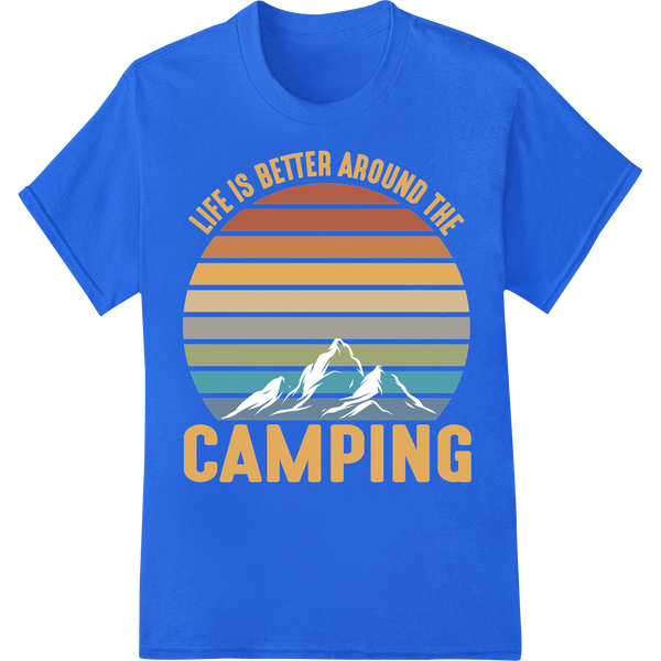 Retro Camping Adventure DTF Print Heat Transfer on blue shirt - SUPERDTF-DTF Prints-DTF Transfers-Custom DTF Prints