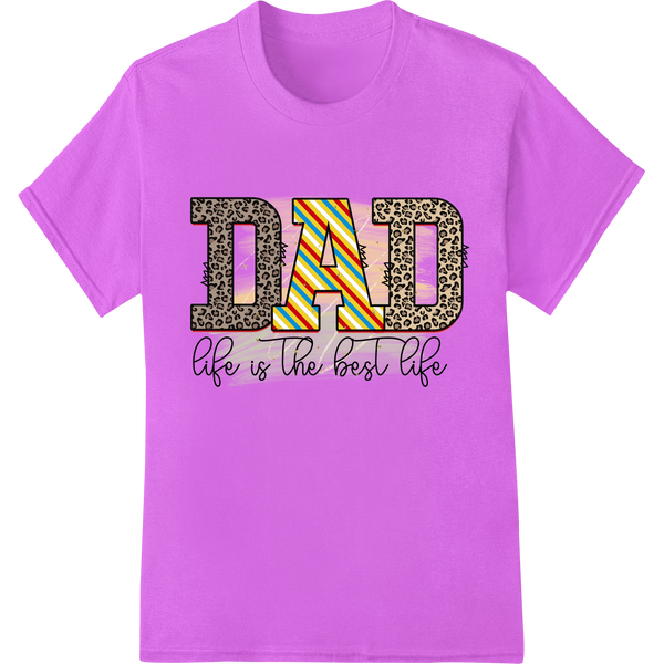 Retro 'DAD life is the best life' Father's Day DTF Print on purple shirt - SUPERDTF-DTF Prints-DTF Transfers-Custom DTF Prints