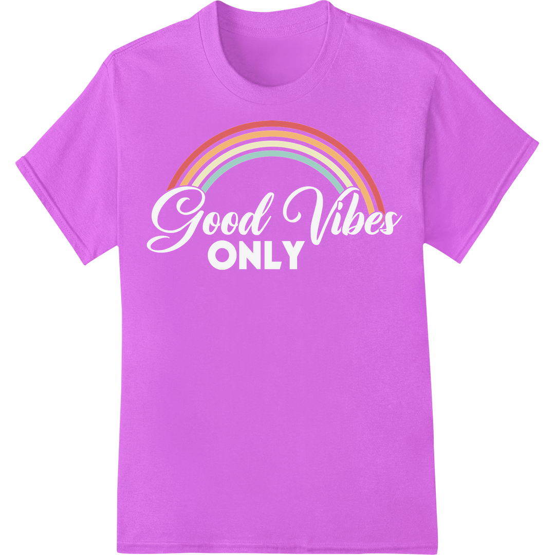 Retro Rainbow Vibes DTF Heat Transfer Print - Summer Fun on purple shirt - SUPERDTF-DTF Prints-DTF Transfers-Custom DTF Prints