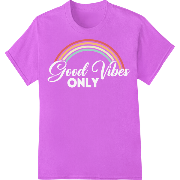 Retro Rainbow Vibes DTF Heat Transfer Print - Summer Fun on purple shirt - SUPERDTF-DTF Prints-DTF Transfers-Custom DTF Prints