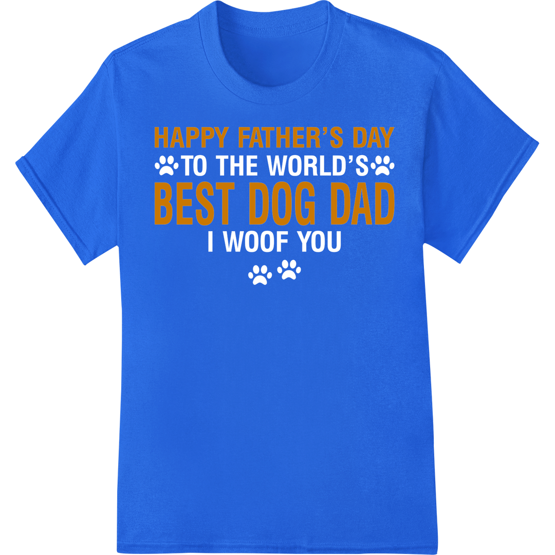 Retro Father's Day Gift: Celebrate the Best Dog Dad on blue shirt - SUPERDTF-DTF Prints-DTF Transfers-Custom DTF Prints