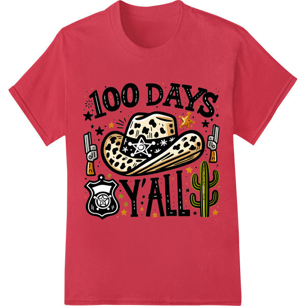 Celebrate 100 Days of School in Style with This Fun DTF Print on red shirt - SUPERDTF-DTF Prints-DTF Transfers-Custom DTF Prints