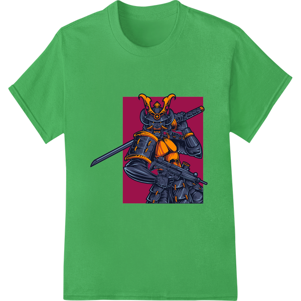 Futuristic Samurai Warrior DTF Print Heat Transfer featuring professional vibrant DTF prints