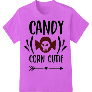 Vibrant high-quality t-shirt printing print on Candy Corn Cutie: Sweet Skull Halloween DTF Print