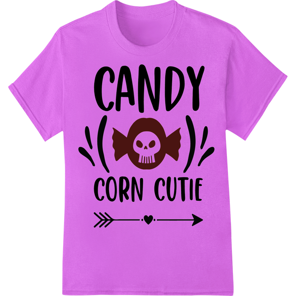 Vibrant high-quality t-shirt printing print on Candy Corn Cutie: Sweet Skull Halloween DTF Print