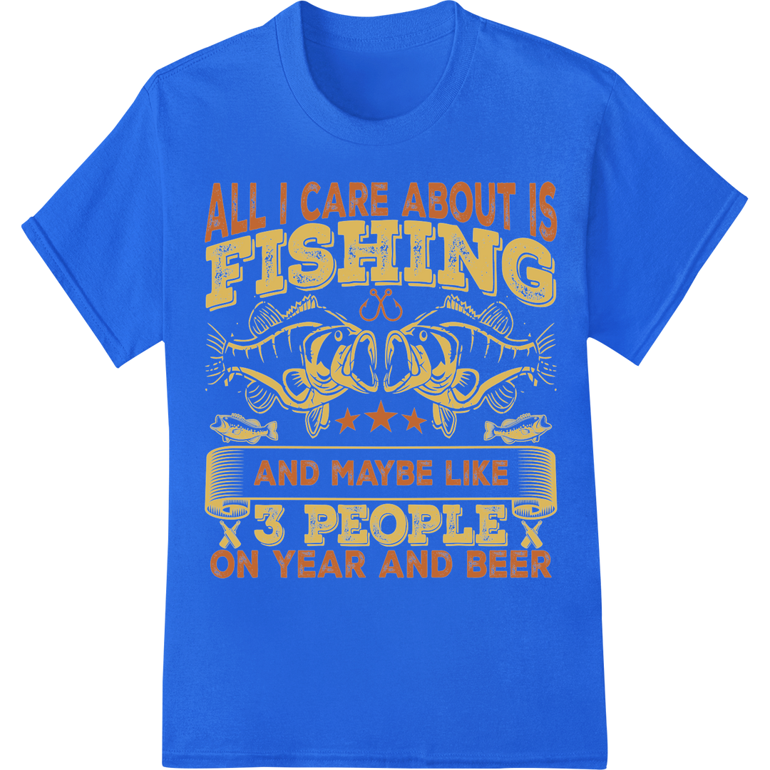 Fishing Fanatic's Funny DTF Heat Transfer Print | Humor on blue shirt - SUPERDTF-DTF Prints-DTF Transfers-Custom DTF Prints