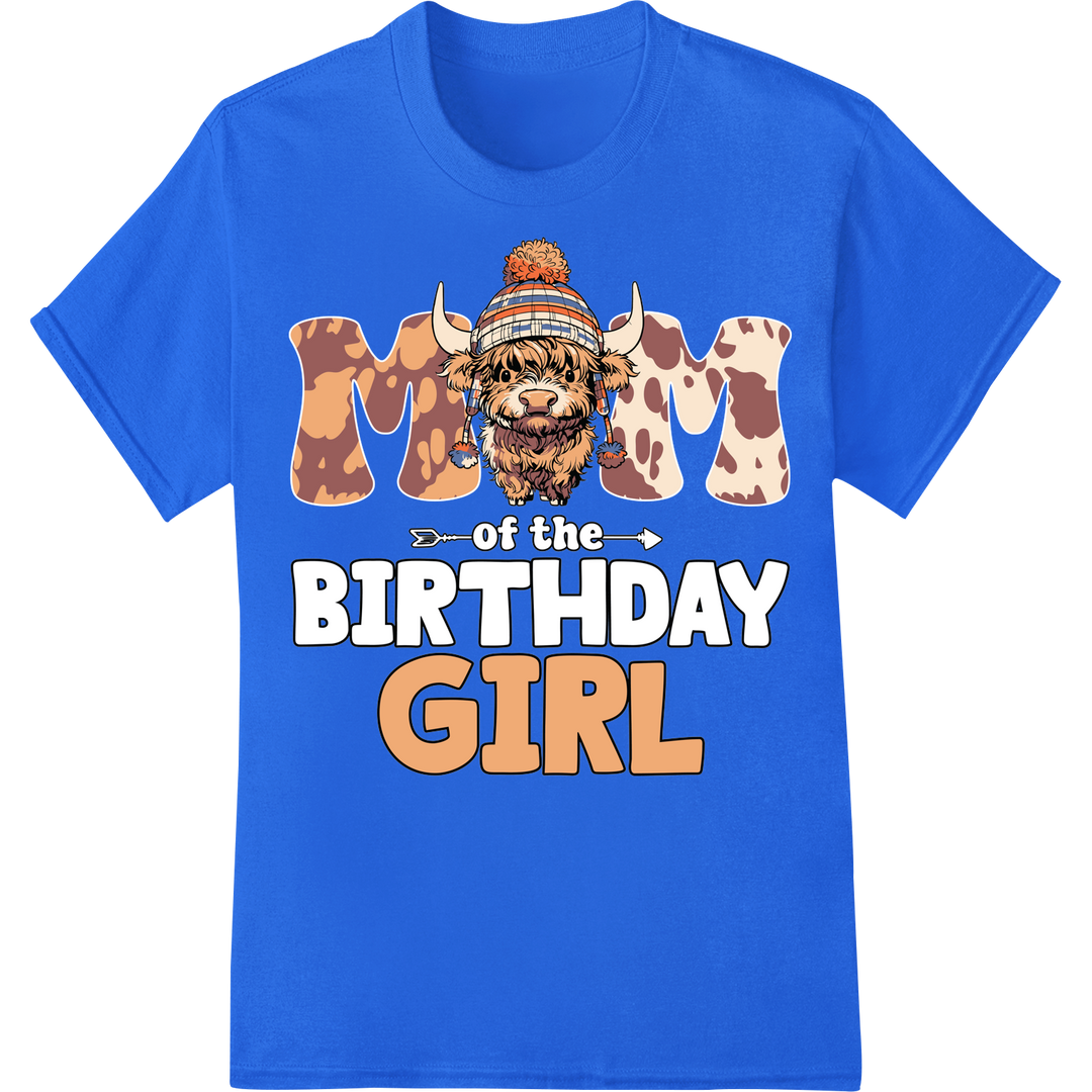 Cute Yak 'Of the BIRTHDAY GIRL' Farmer Style DTF Transfer on blue shirt - SUPERDTF-DTF Prints-DTF Transfers-Custom DTF Prints