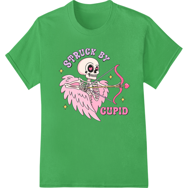 Struck by Cupid: Skeleton Valentine DTF Print Heat Transfer on green shirt - SUPERDTF-DTF Prints-DTF Transfers-Custom DTF Prints