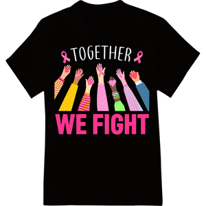 Unite in the Fight Against Breast Cancer - WE FIGHT DTF Print on black shirt - SUPERDTF-DTF Prints-DTF Transfers-Custom DTF Prints