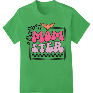 Expert personalized clothing craftsmanship on Playful 'MOM STER' Mother's Day Heat Transfer Design