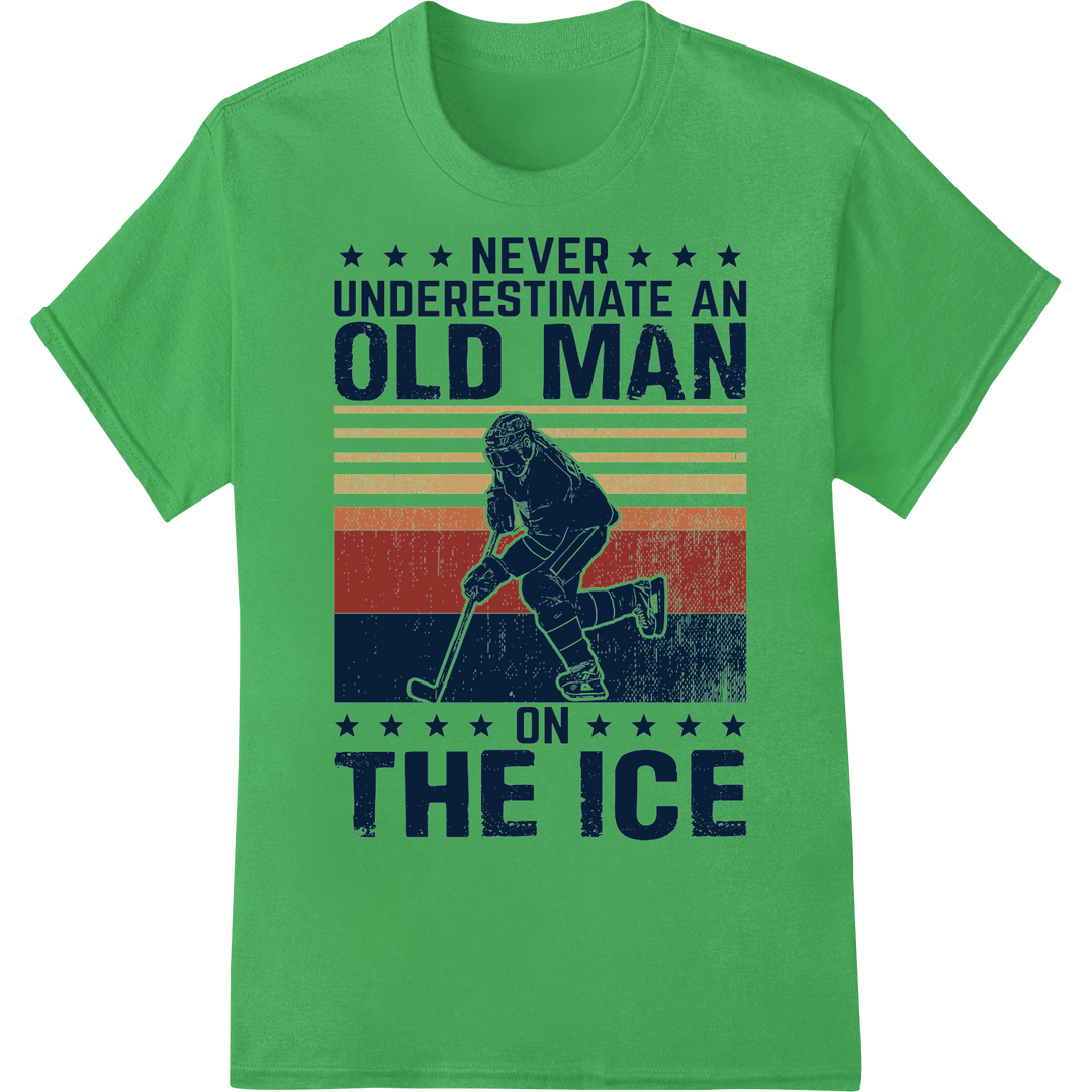 Inspirational Hockey Design: Ageless Passion on the Ice on green shirt - SUPERDTF-DTF Prints-DTF Transfers-Custom DTF Prints