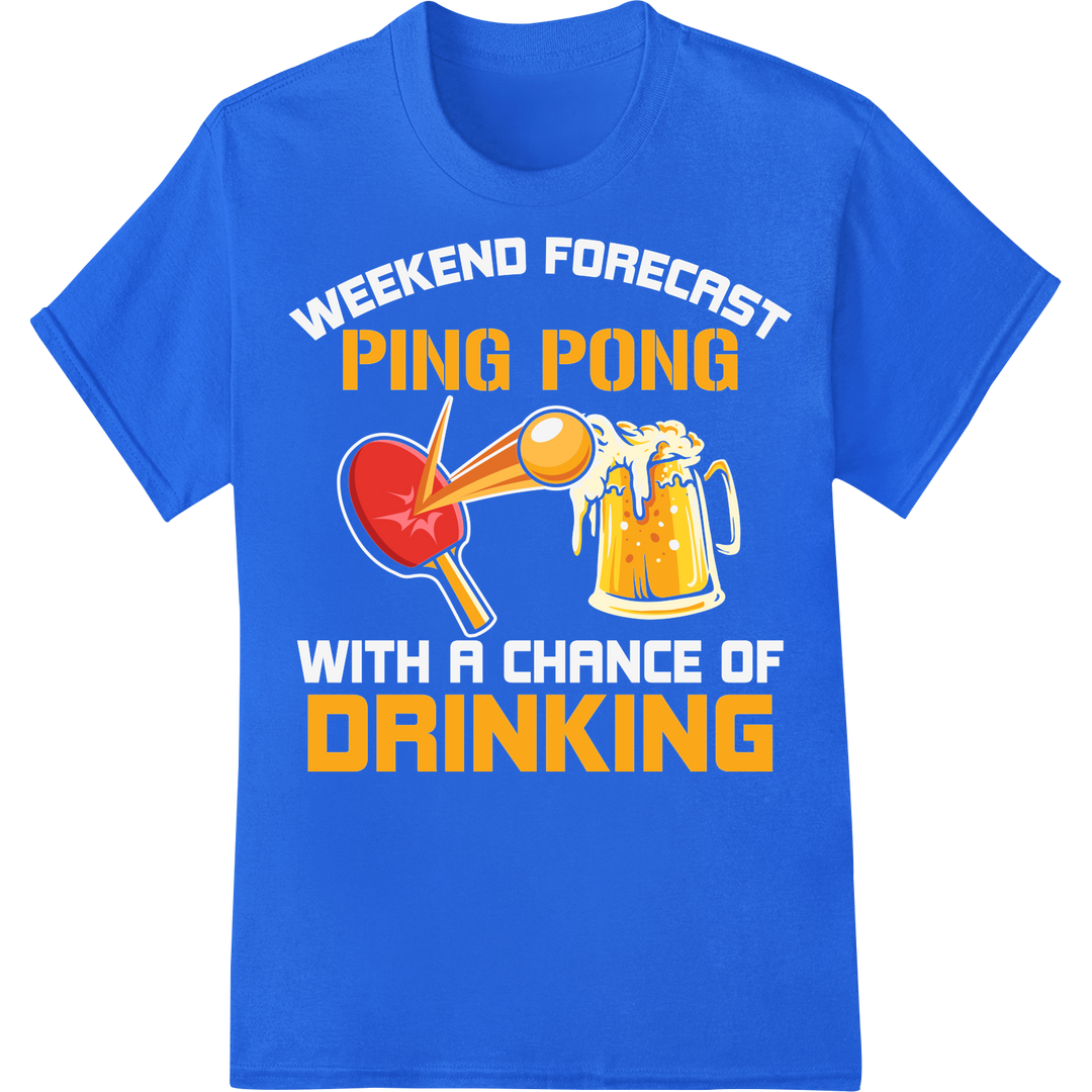 Ping Pong Paddles & Pints DTF Print Heat Transfer on blue shirt - SUPERDTF-DTF Prints-DTF Transfers-Custom DTF Prints