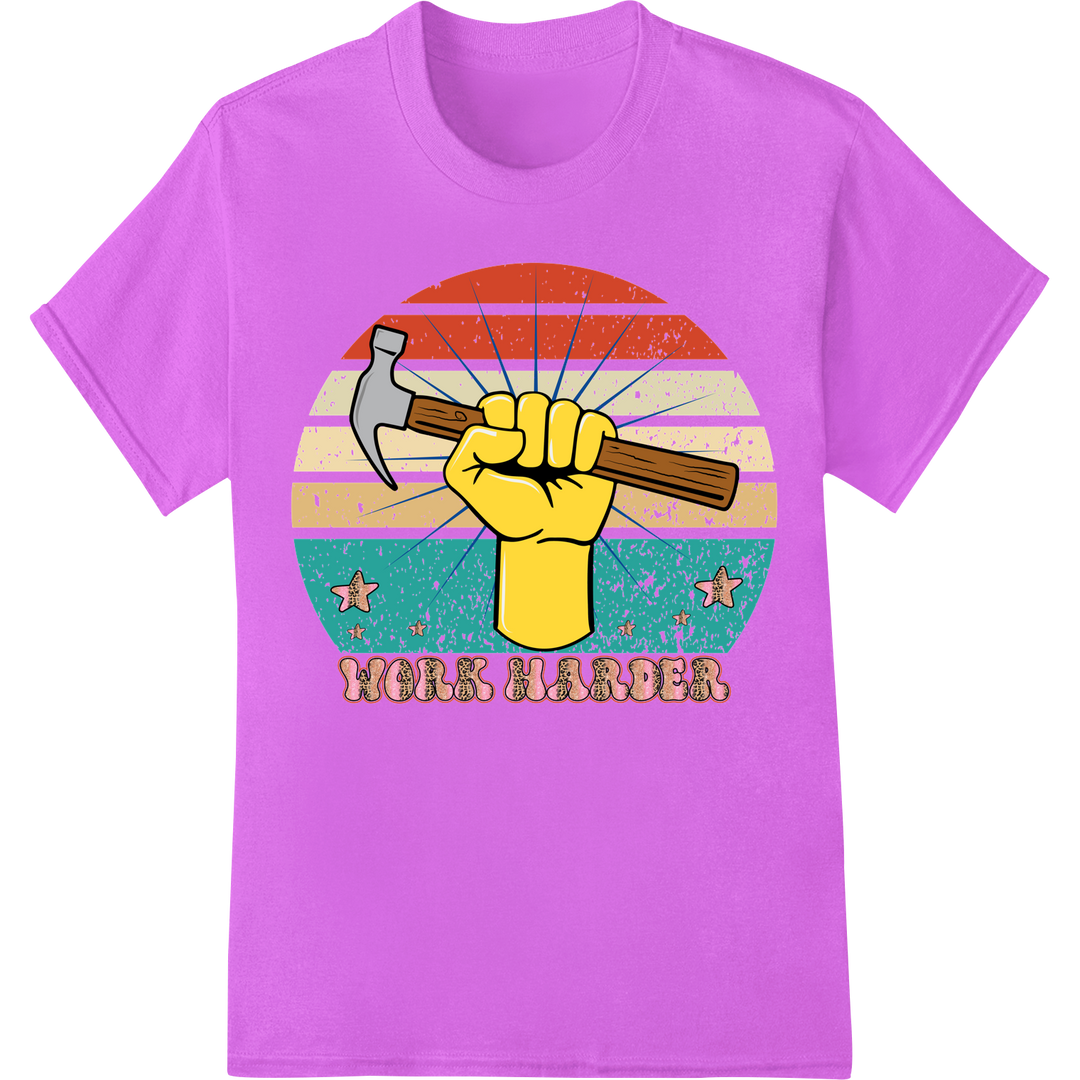 Bold Fist Hammer Labor Day DTF Print Heat Transfer on purple shirt - SUPERDTF-DTF Prints-DTF Transfers-Custom DTF Prints