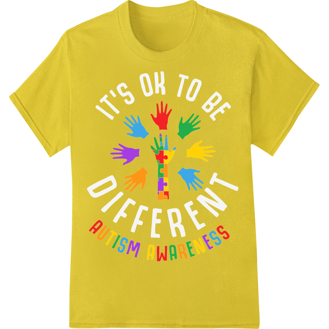 Vibrant Hands of Hope: Autism Awareness DTF Print Transfer on yellow shirt - SUPERDTF-DTF Prints-DTF Transfers-Custom DTF Prints