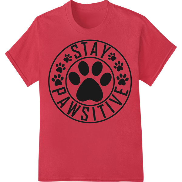 Stay Pawsitive: Uplifting Dog Paw Print DTF Heat Transfer on red shirt - SUPERDTF-DTF Prints-DTF Transfers-Custom DTF Prints