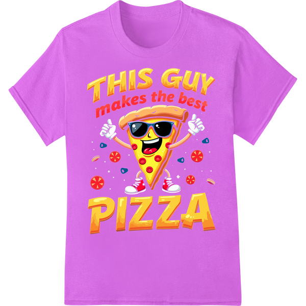 Vibrant Smiling Pizza Character DTF Print Heat Transfer on purple shirt - SUPERDTF-DTF Prints-DTF Transfers-Custom DTF Prints