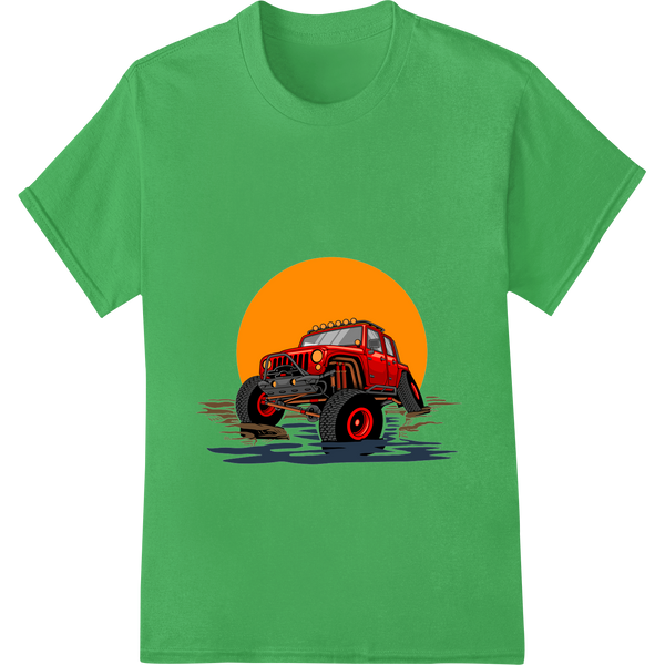 Custom direct to film printing design - Fierce Red Jeep Off-Road Adventure Heat Transfer Design