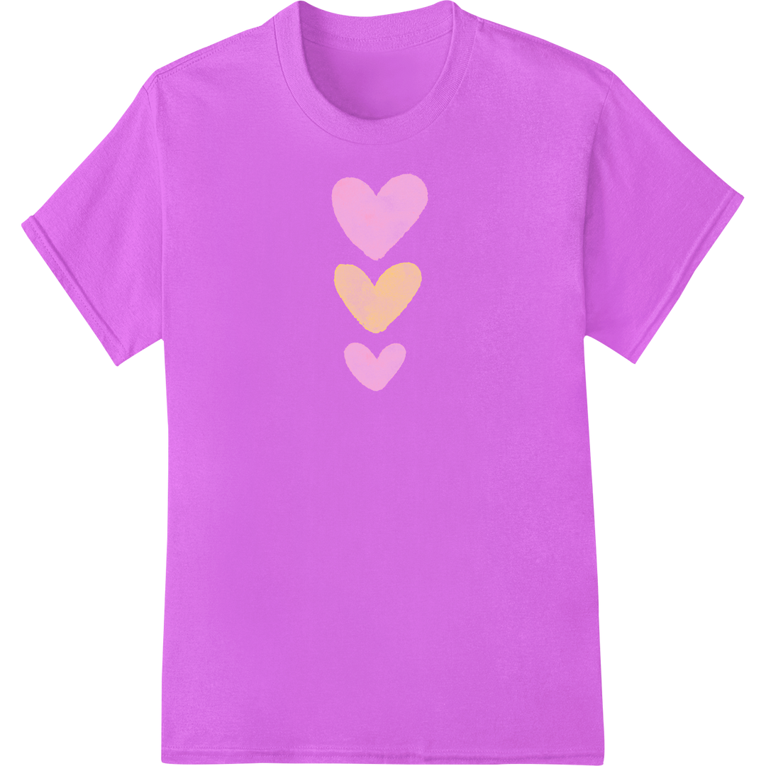 Watercolor Hearts: Romantic Valentine's Day DTF Print on purple shirt - SUPERDTF-DTF Prints-DTF Transfers-Custom DTF Prints