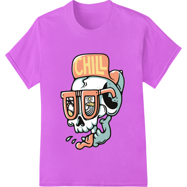 Durable DTF transfers applied to Chill Skull DTF Print Heat Transfer | Cool Shades Design