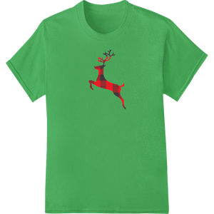 Custom durable print transfers design - Festive Reindeer Silhouette Plaid Christmas Heat Transfer