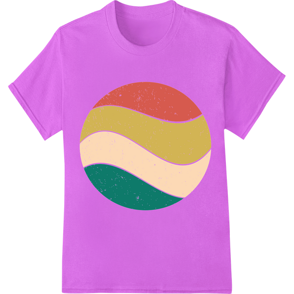 Retro Sunset Vibes: Wavy Abstract DTF Print Heat Transfer on purple shirt - SUPERDTF-DTF Prints-DTF Transfers-Custom DTF Prints