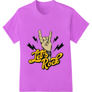 Premium quality personalized clothing on Let's Rock: Bold Gold 'Rock On' Hand Heat Transfer