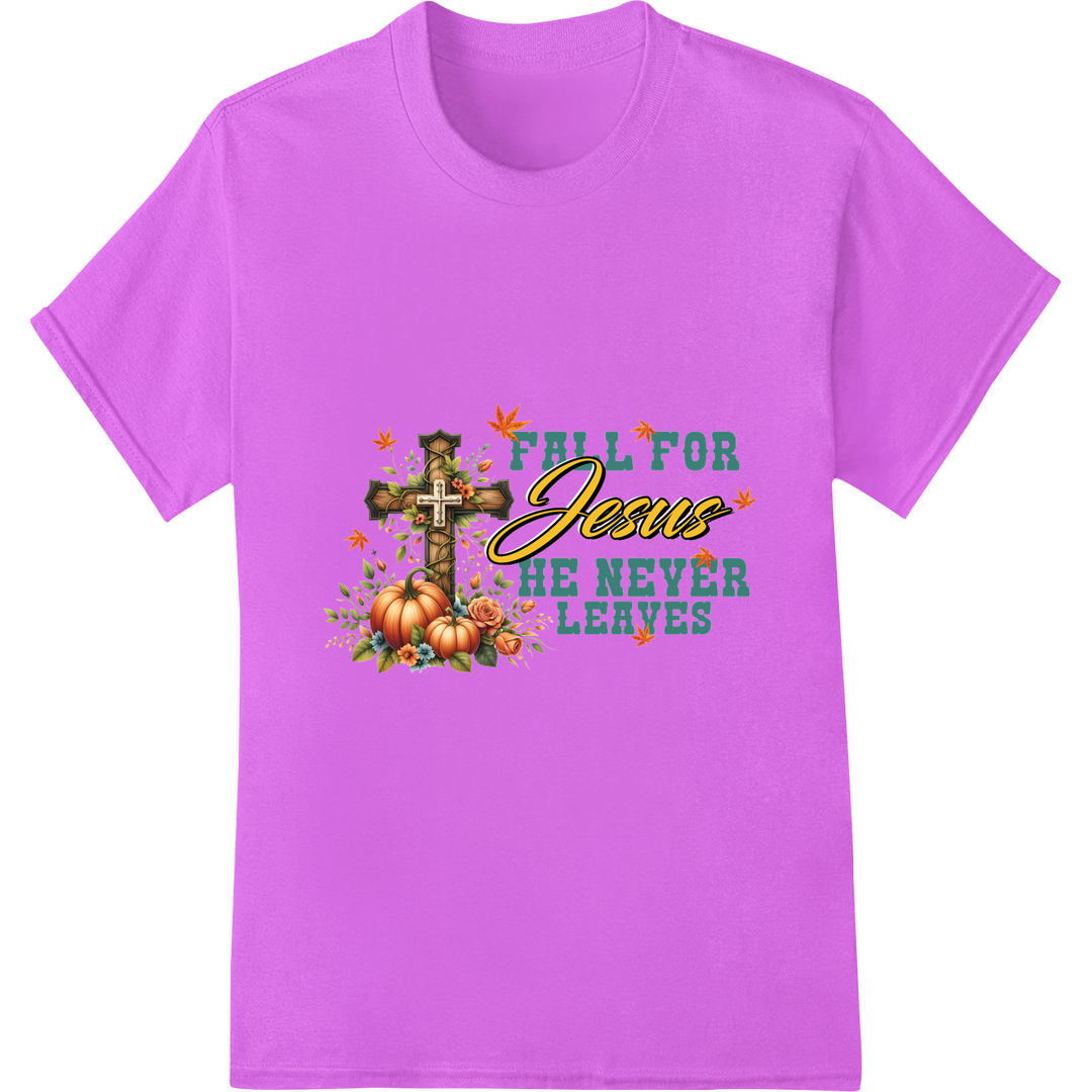 Fall for Jesus' Unfailing Love | Christian DTF Print Design on purple shirt - SUPERDTF-DTF Prints-DTF Transfers-Custom DTF Prints