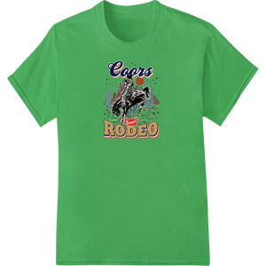 Innovative custom garment printing design on Saddle Up for a Wild Ride with Coons Rodeo