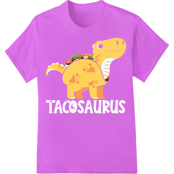 Adorable Dino Taco Fiesta | Cute Cinco de Mayo DTF Print on purple shirt - SUPERDTF-DTF Prints-DTF Transfers-Custom DTF Prints