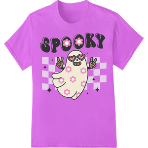 Vibrant custom garment printing print on Spooky-Cute Kawaii Ghost Halloween DTF Print Design