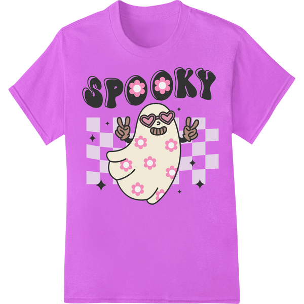 Vibrant custom garment printing print on Spooky-Cute Kawaii Ghost Halloween DTF Print Design