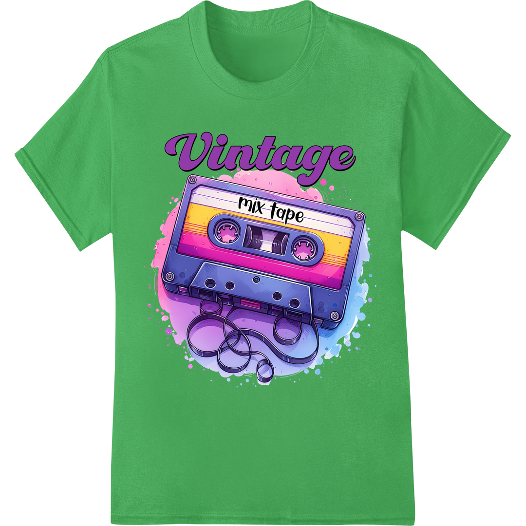 Vintage '90s Cassette Tape DTF Print Heat Transfer | Retro on green shirt - SUPERDTF-DTF Prints-DTF Transfers-Custom DTF Prints