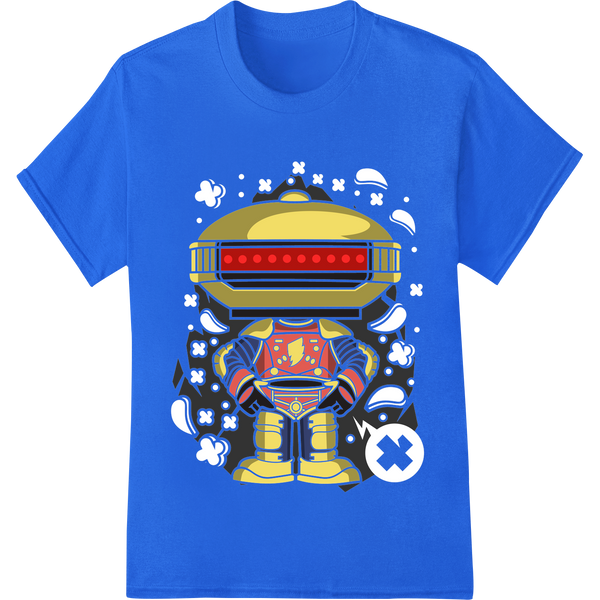 Futuristic Robot DTF Print Heat Transfer | Bold Sci-Fi Design - High-quality customized apparel