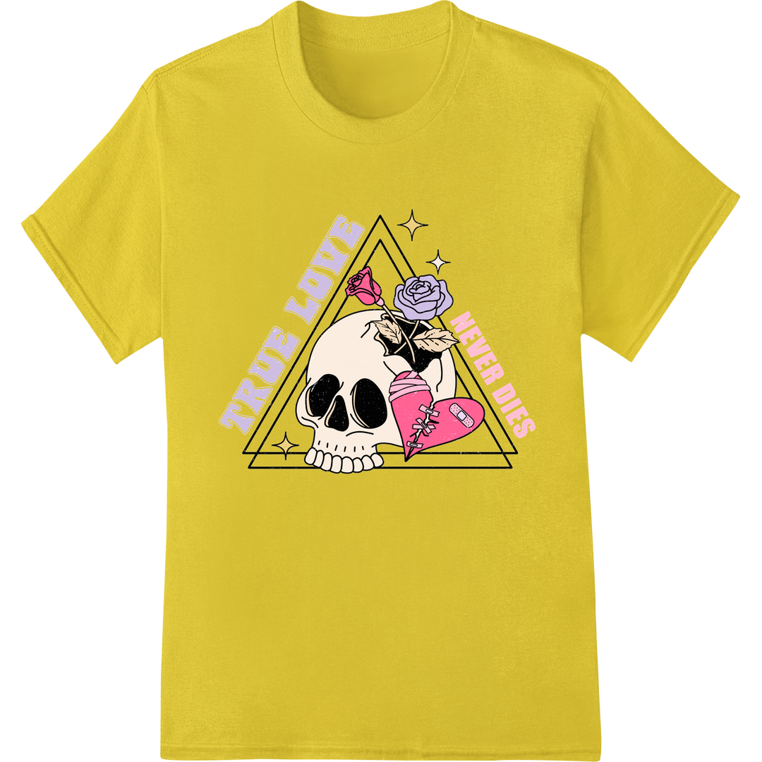 Eternal Love: Skeleton Valentine's DTF Print Transfer on yellow shirt - SUPERDTF-DTF Prints-DTF Transfers-Custom DTF Prints