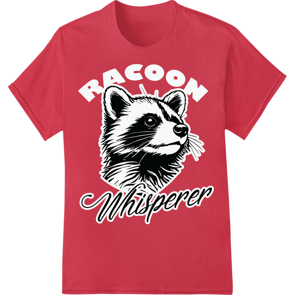 Mischievous Raccoon DTF Print: Quirky Wildlife Heat Transfer on red shirt - SUPERDTF-DTF Prints-DTF Transfers-Custom DTF Prints