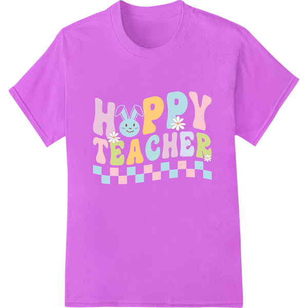 Hoppy Teacher Easter DTF Print Shirt Transfer | Super DTF on purple shirt - SUPERDTF-DTF Prints-DTF Transfers-Custom DTF Prints