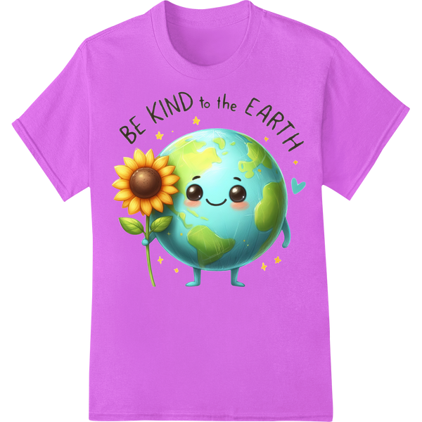 Adorable 'Be Kind to the Earth' Eco-Friendly DTF Print on purple shirt - SUPERDTF-DTF Prints-DTF Transfers-Custom DTF Prints