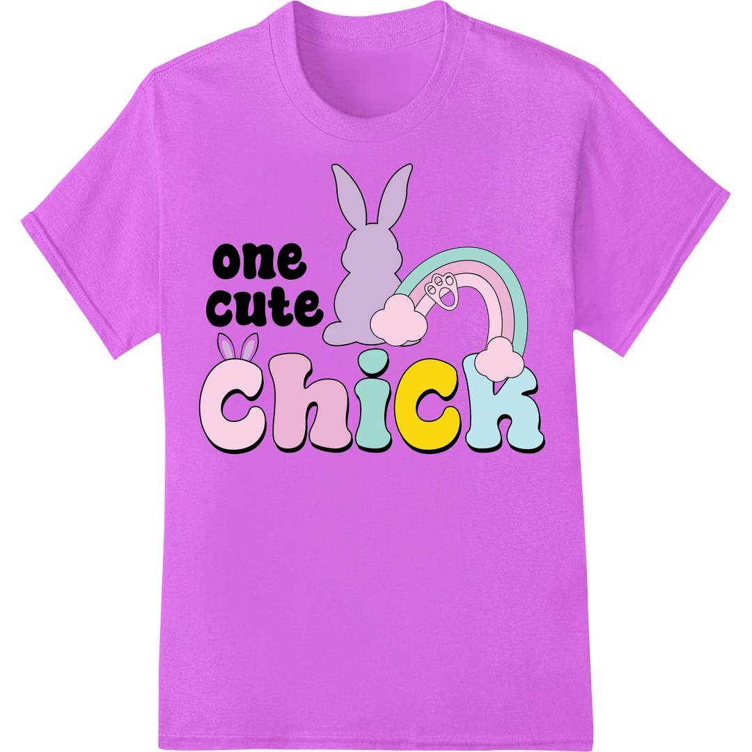 Groovy Easter Chick DTF Print | Cute Springtime Heat Transfer on purple shirt - SUPERDTF-DTF Prints-DTF Transfers-Custom DTF Prints