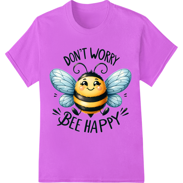 Don't Worry Bee Happy: Sarcastic Animal DTF Print Transfer on purple shirt - SUPERDTF-DTF Prints-DTF Transfers-Custom DTF Prints