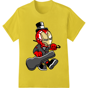 Iron Man Rocks Out: Vibrant Cartoon DTF Print Heat Transfer featuring professional DTF heat transfers