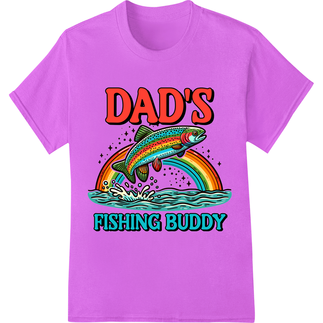 Vibrant Rainbow Trout | Dad's Fishing Buddy Father's Day on purple shirt - SUPERDTF-DTF Prints-DTF Transfers-Custom DTF Prints