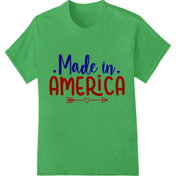 Bold Made in AMERICA Patriotic DTF Print Heat Transfer on green shirt - SUPERDTF-DTF Prints-DTF Transfers-Custom DTF Prints