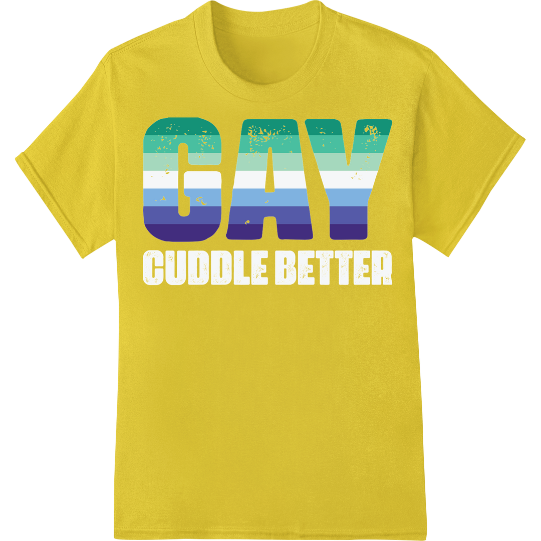 Bold LGBT 'GAY' Pride DTF Print Heat Transfer | Rainbow Colors on yellow shirt - SUPERDTF-DTF Prints-DTF Transfers-Custom DTF Prints