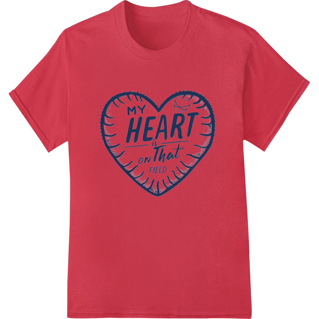 Baseball Heart: Show Your Love For The Game With DTF Print on red shirt - SUPERDTF-DTF Prints-DTF Transfers-Custom DTF Prints