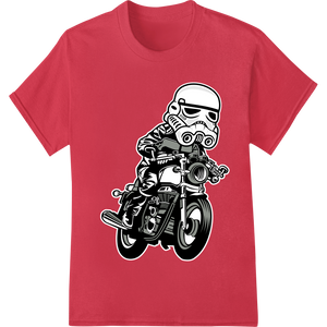 Rebel Rider: Stormtrooper Motorcycle DTF Print Transfer featuring professional t shirt prints