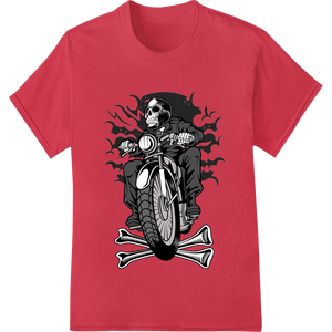 Expert dtf printer craftsmanship on Skull Rider: Edgy Motorbike Vector Illustration Print