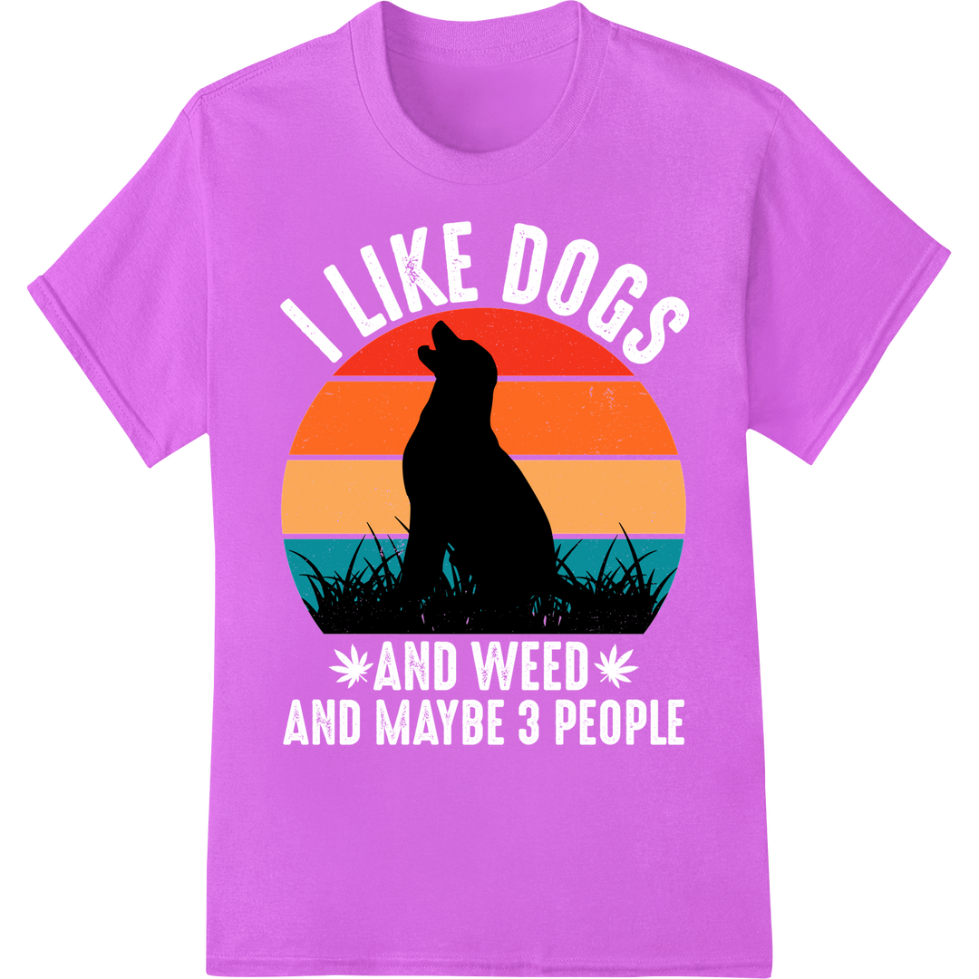 Retro Sunset Dog Silhouette DTF Print Heat Transfer on purple shirt - SUPERDTF-DTF Prints-DTF Transfers-Custom DTF Prints