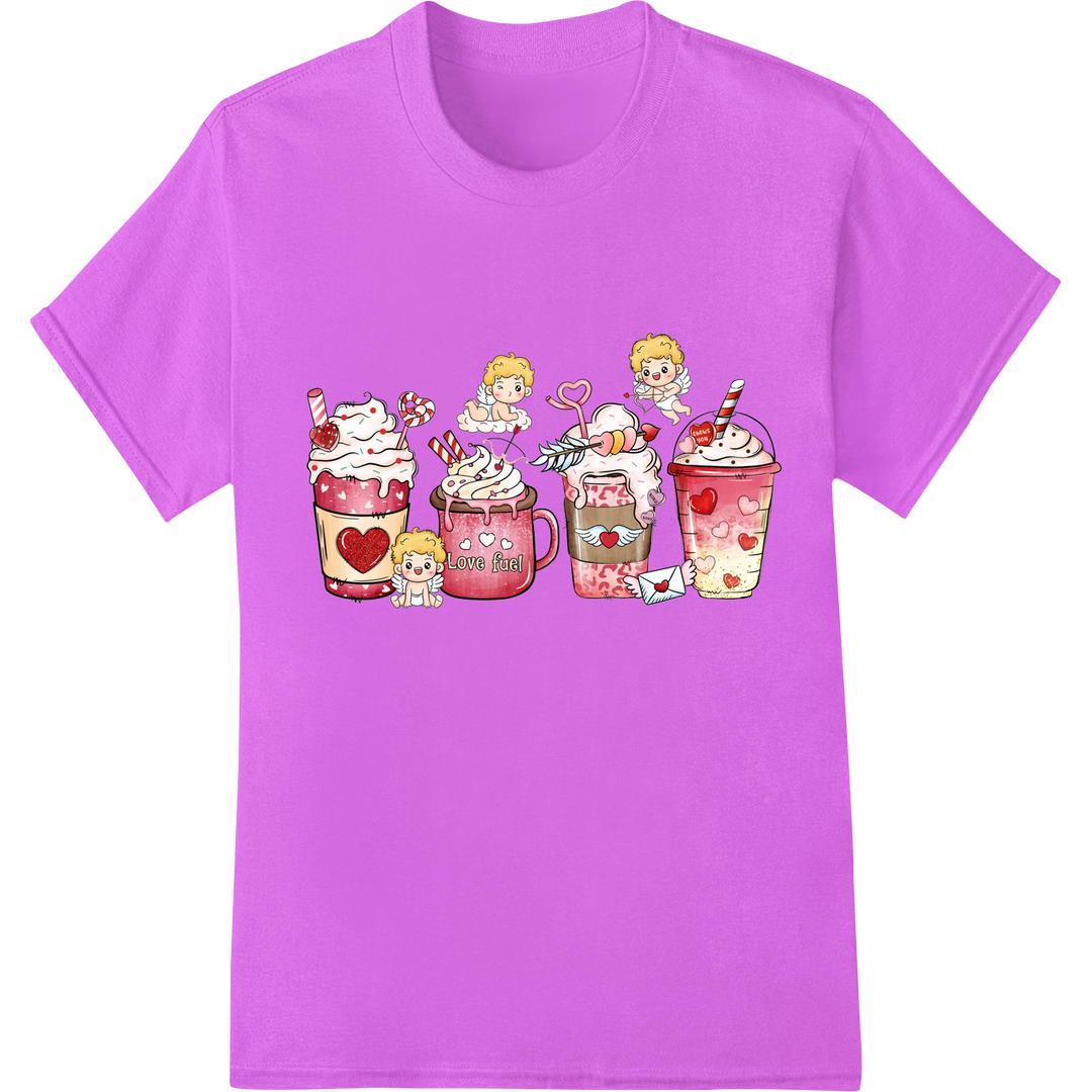 Adorable 'Be My Valentine' Coffee DTF Print Heat Transfer on purple shirt - SUPERDTF-DTF Prints-DTF Transfers-Custom DTF Prints