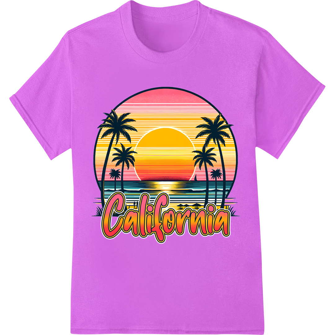 California Dreamin' Sunset DTF Print Heat Transfer on purple shirt - SUPERDTF-DTF Prints-DTF Transfers-Custom DTF Prints