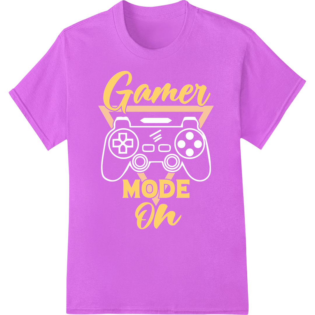 Level Up Your Style: Bold Retro Gaming DTF Print Transfer on purple shirt - SUPERDTF-DTF Prints-DTF Transfers-Custom DTF Prints